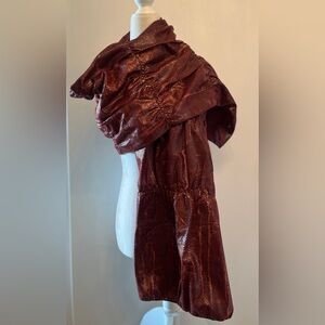Snakeskin-patterned burgundy metallic wrap hand crafted in NYC Mina Mann Rare🔥